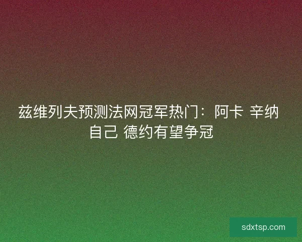 兹维列夫预测法网冠军热门:阿卡 辛纳 自己 德约有望争冠 兹维列夫预测法网冠军热门:阿卡 辛纳 自己 德约有望争冠