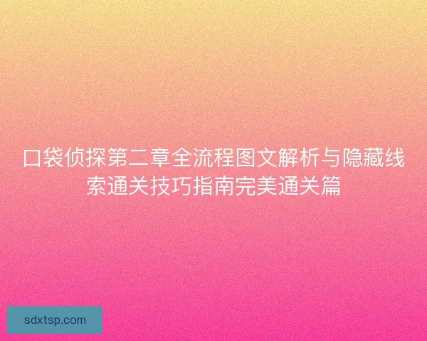 口袋侦探第二章全流程图文解析与隐藏线索通关技巧指南完美通关篇