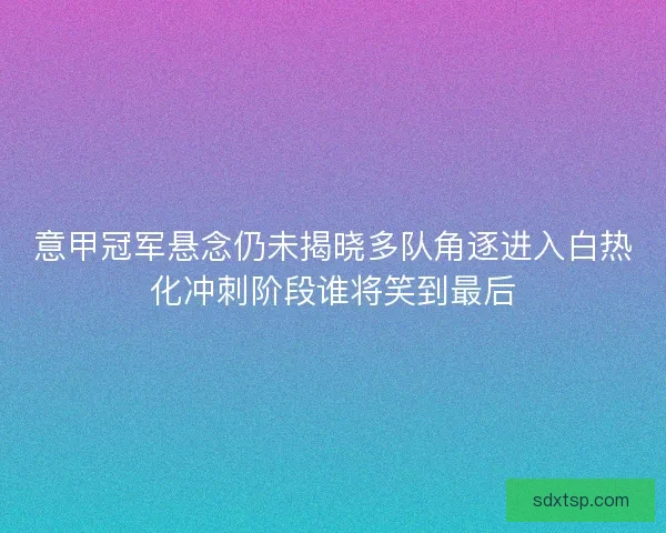 意甲冠军悬念仍未揭晓多队角逐进入白热化冲刺阶段谁将笑到最后
