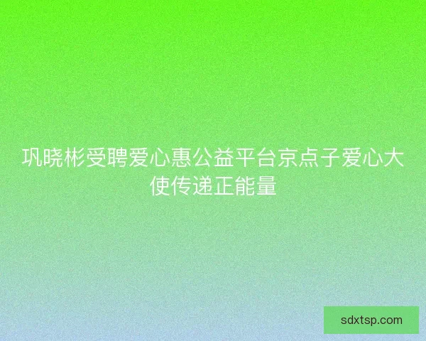 巩晓彬受聘爱心惠公益平台京点子爱心大使传递正能量